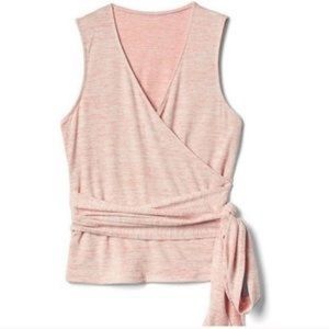 GAP Sleeveless Softspun Wrap Top Pink Chalk Sz L
